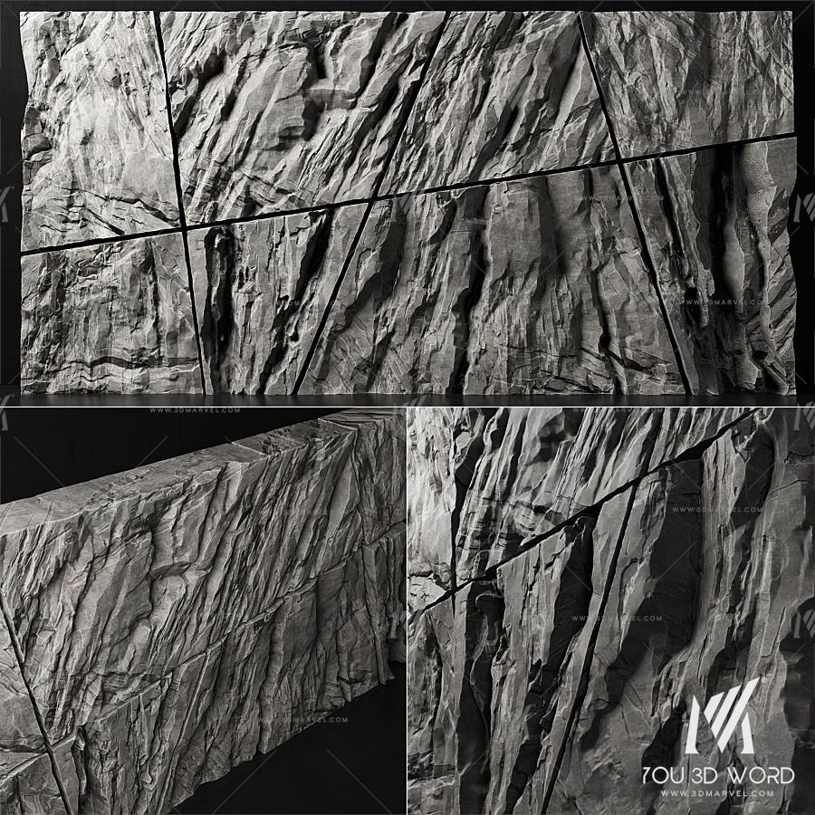 Stone rock wall splinter slab n2  Stone rock wall slab from parts